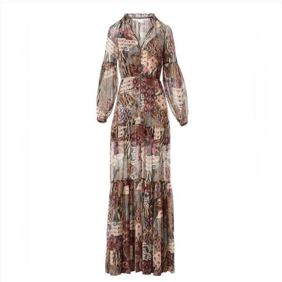 Veronica Beard Isra Multiprint Silk Maxi Dress - Picture 2 of 8